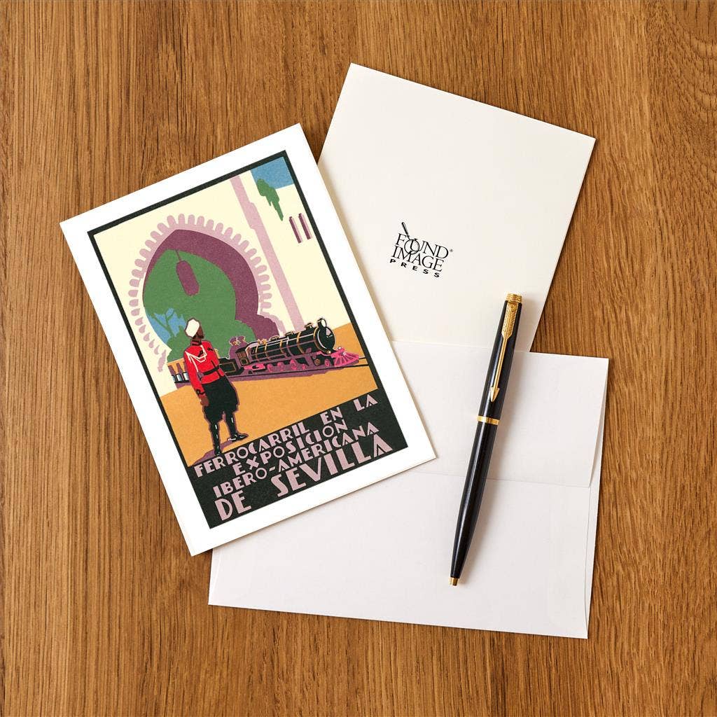 Found Image Press - Wholesale Stationery/Notecard Set - Greeting Card RR-100 Locomotive in the Seville Exposition1