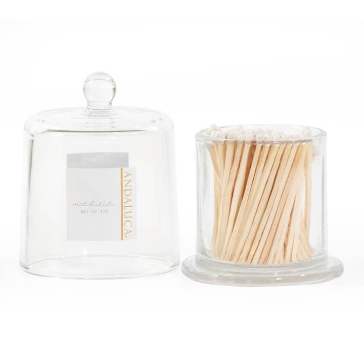 Andaluca - Wholesale Matches - Glass Jar with Lid & 120 Wooden White Matches8