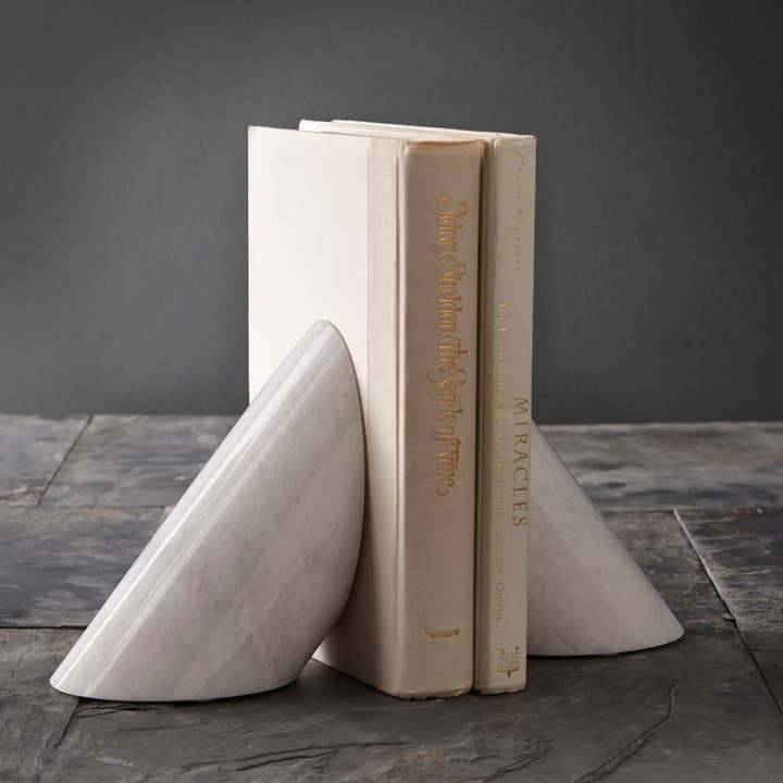 Coronet Collection Pearl White Marble Bookends for wholesale by Marble Crafter