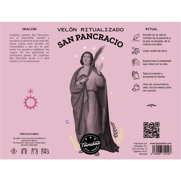 trinidad - Wholesale Votive Candle - Ritualized Candle San Pancrazio