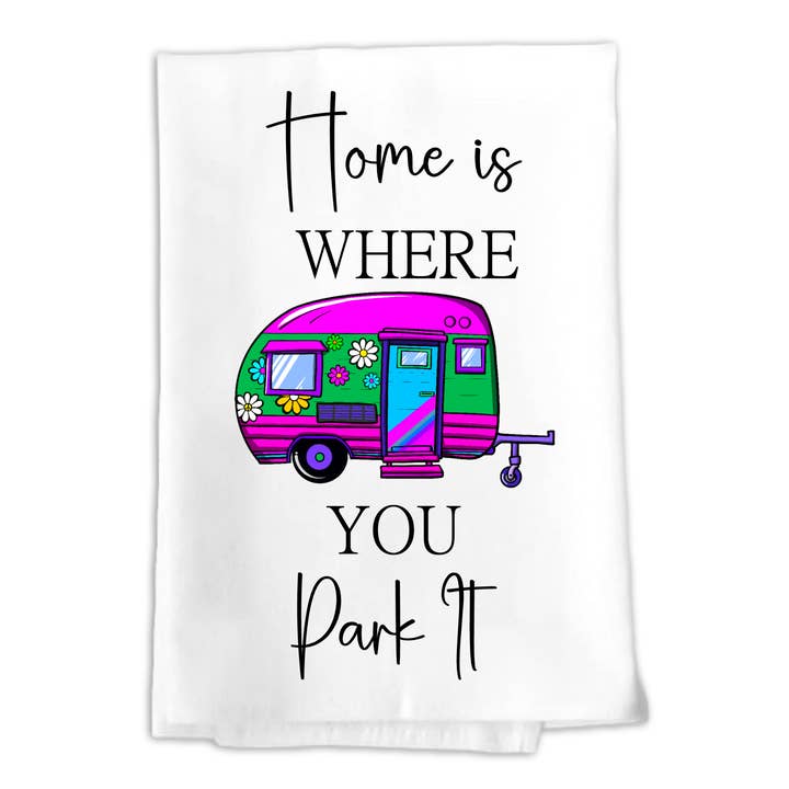 Camper Home Cotton Tea Towel Souvenir Gift for wholesale by Classy Art Designs, LLC