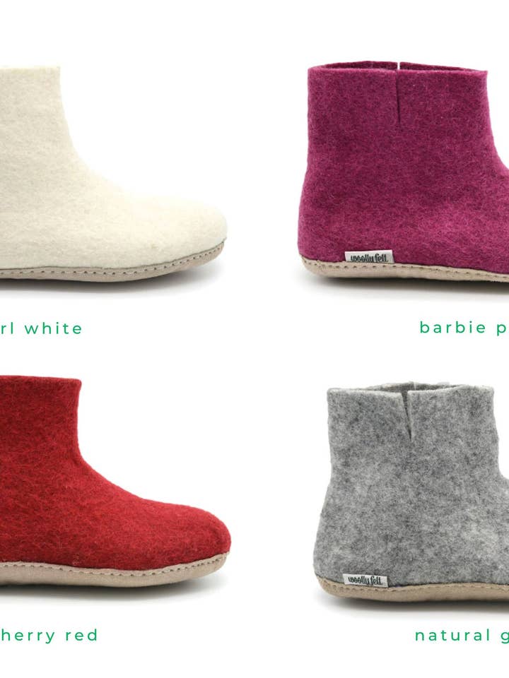 Handmade Ankle Boots - Indoor Wool Slippers with Suede Sole for wholesale by Woollyfelt