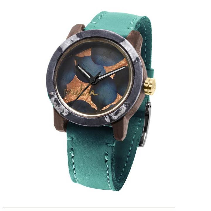 Marco Turquoise Pui Iron Black Flowers U Watch for wholesale by Mistura Timepieces