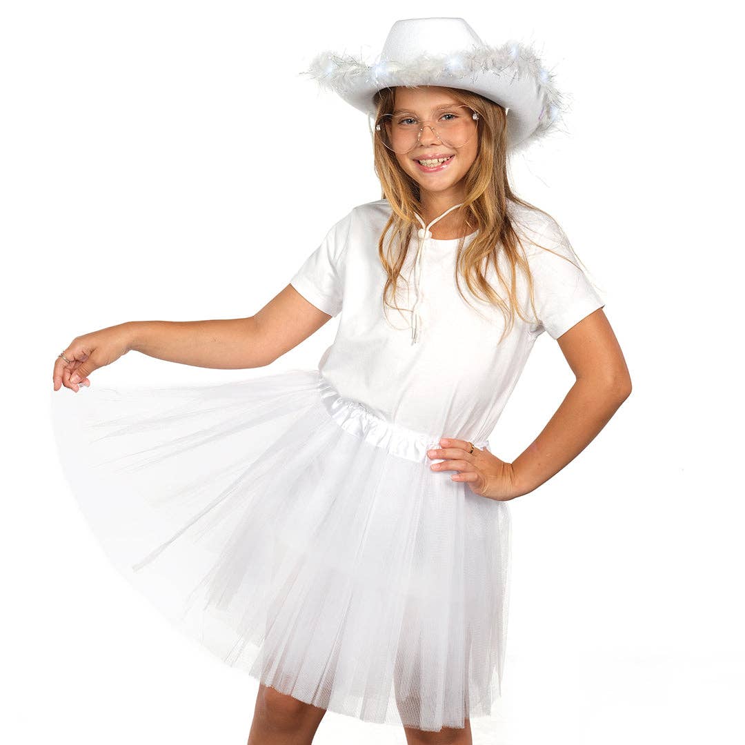 Funcredible - Wholesale Cowboy Hat - Women's - White Cowgirl Hat with Fur Rim - Trendy Light Up Cowboy Hat7