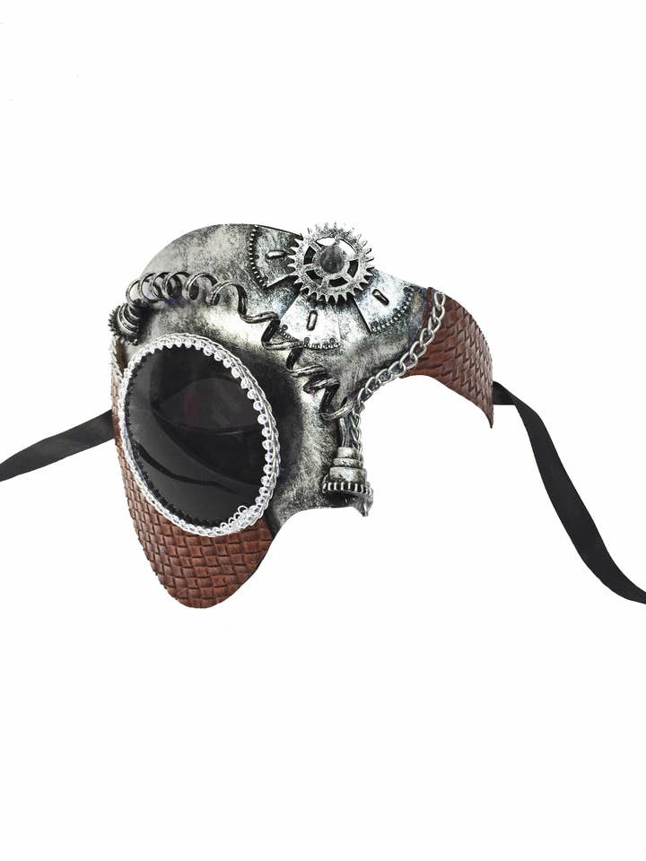 Steampunk Phantom Leather Mask for wholesale by Mardi Gras Creations