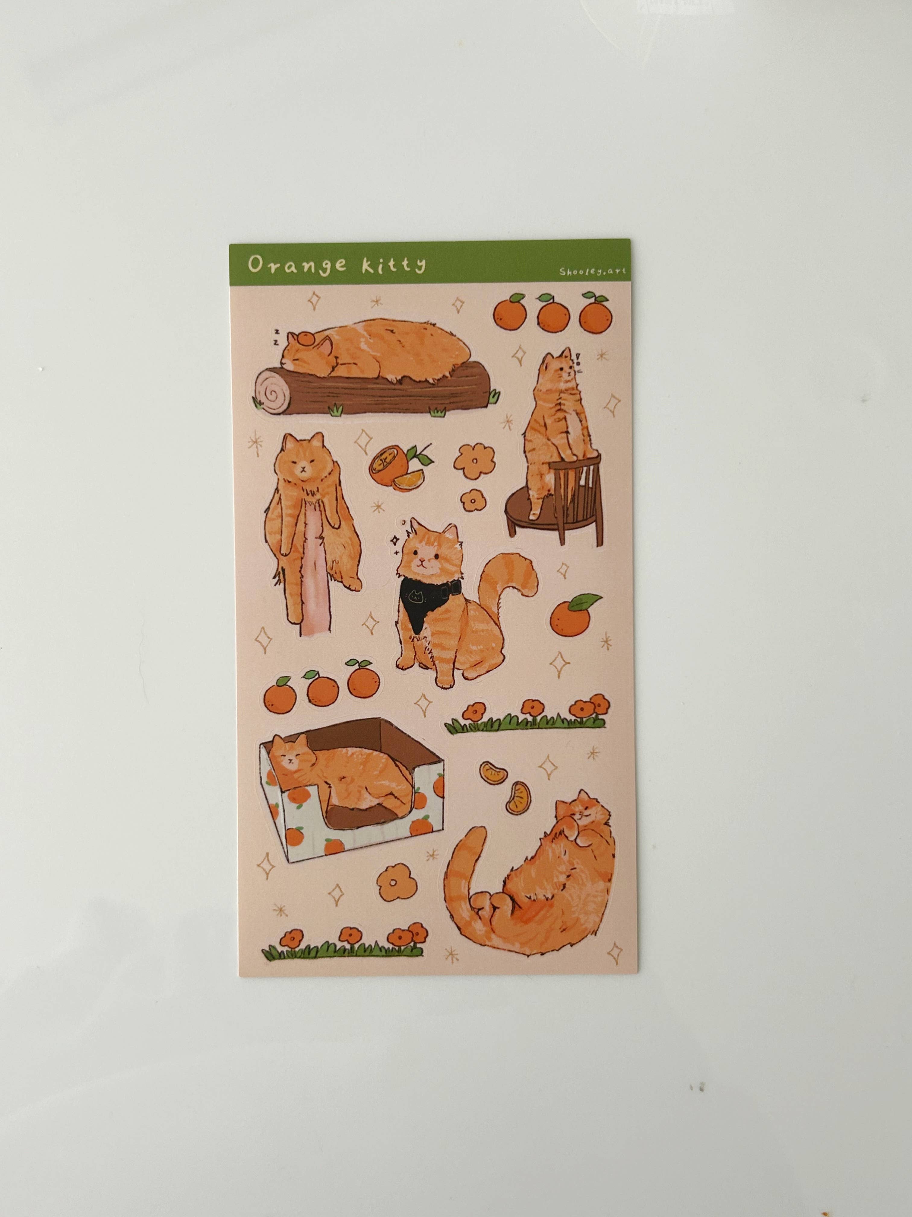 Shooley - Wholesale Sticker - Orange Cat Vinyl Sticker Sheet1