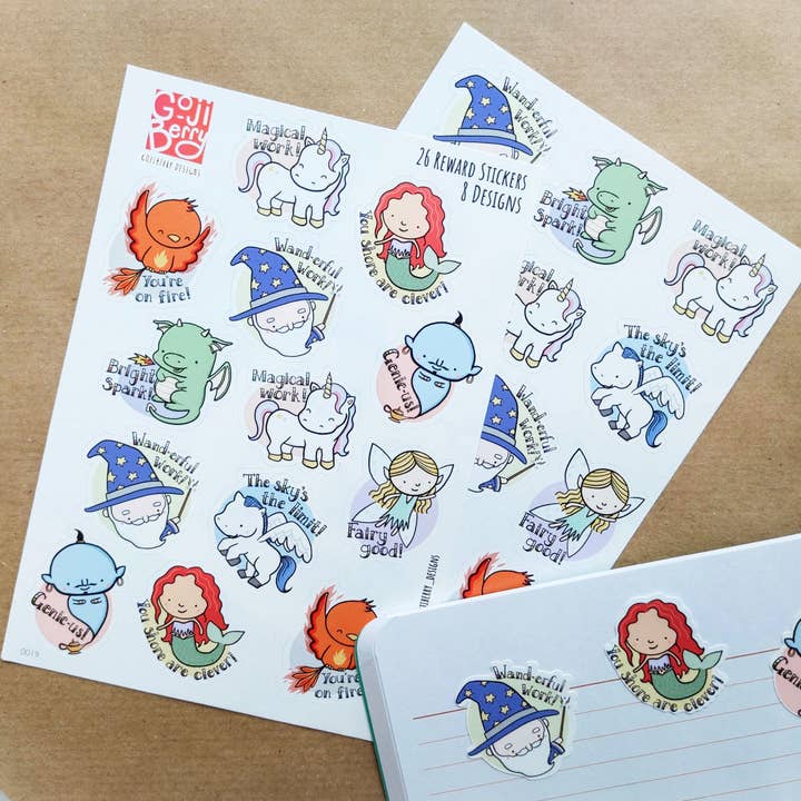 Teacher Reward Stickers No.5 - Mythical Characters for wholesale by GojiBerry Designs