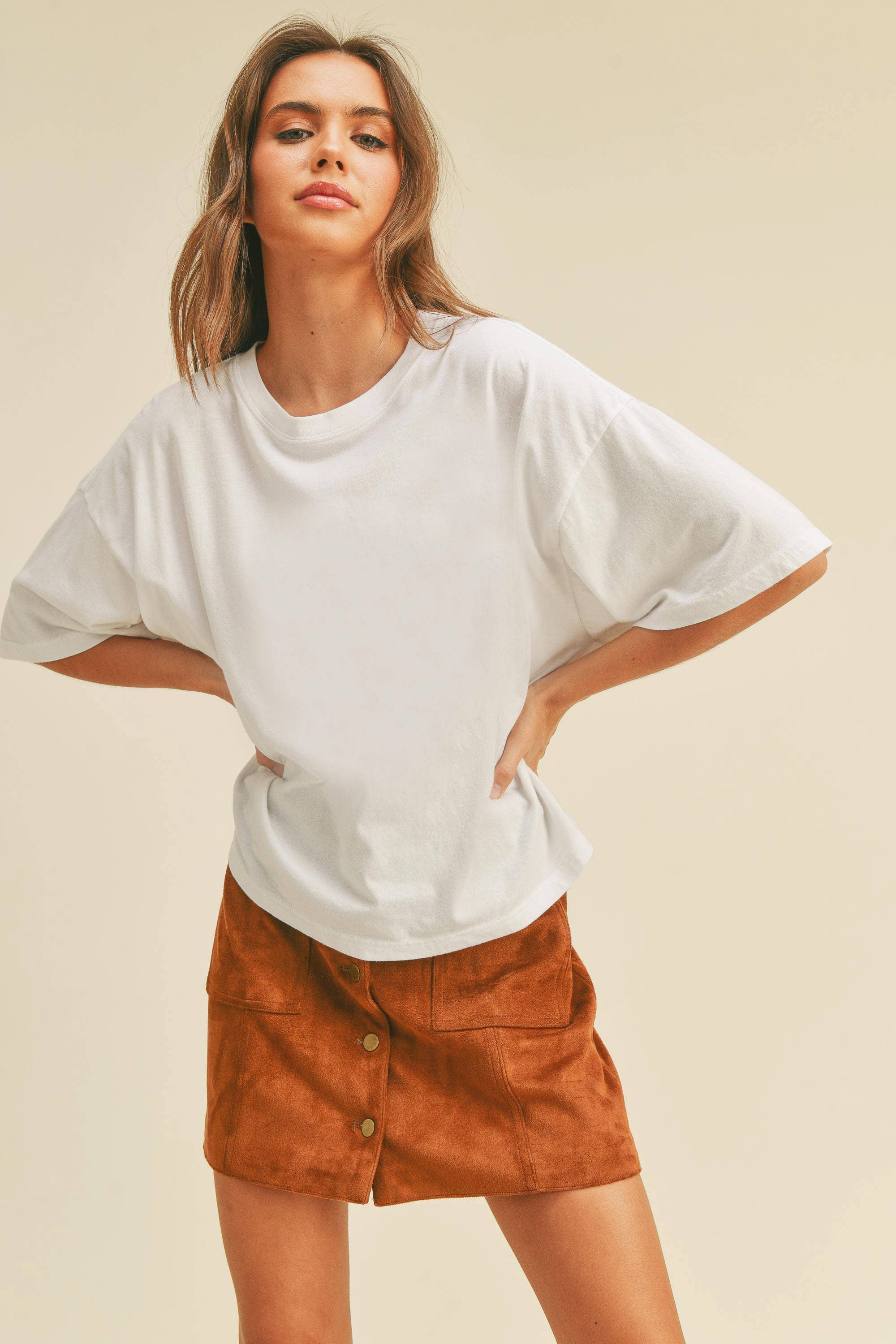 Honestee – wholesale T-shirt (graphic) – women's – Blank Long Cropped Short Sleeve T-Shirt7