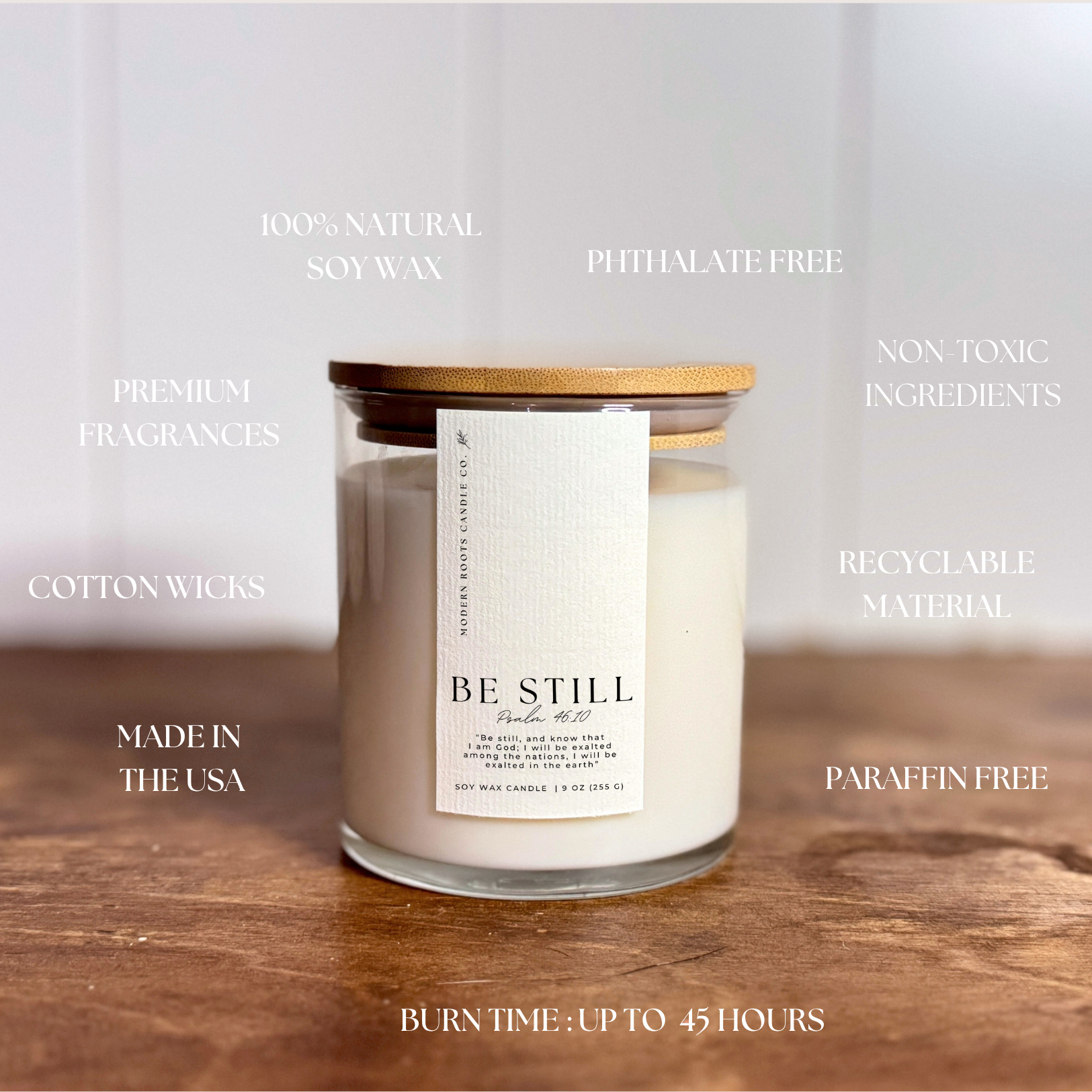 Modern Roots Candle Co. - Vente Bougie en bocal - Restez tranquille | Lavande & Sauge | Bougie en pot transparent de 9 oz en cire de soja3