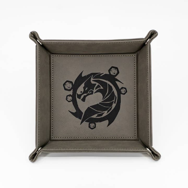NTSD Gaming and Bookish Goods - Vente Dé - The Waiting Wyvern - Plateau à dés en cuir végétalien