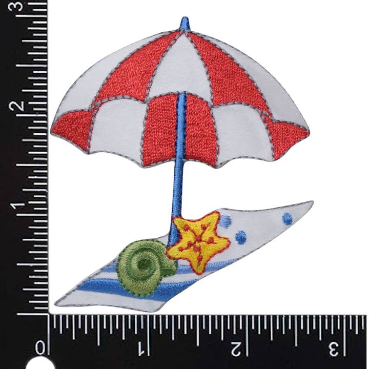 Wholesale Applique - Wholesale Patch - Beach Umbrella with Towel Iron on Patch1