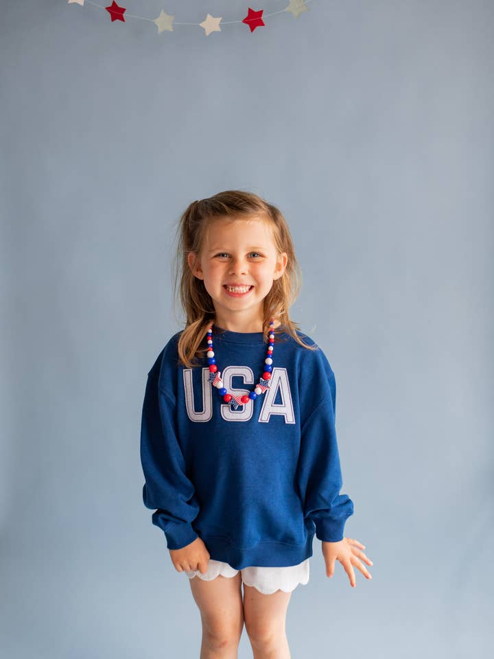 XOXO by magpies - Wholesale Sweatshirt - Kids - XOXO By Magpies Felt Applique USA Sweatshirt | Youth0