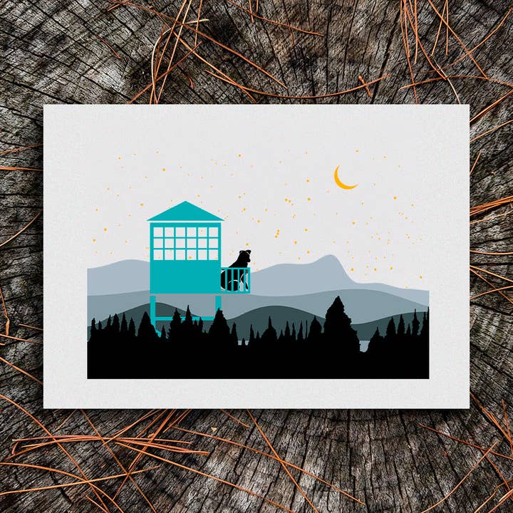 Fire Tower Pup Art Print for wholesale by Soijen Illustrations