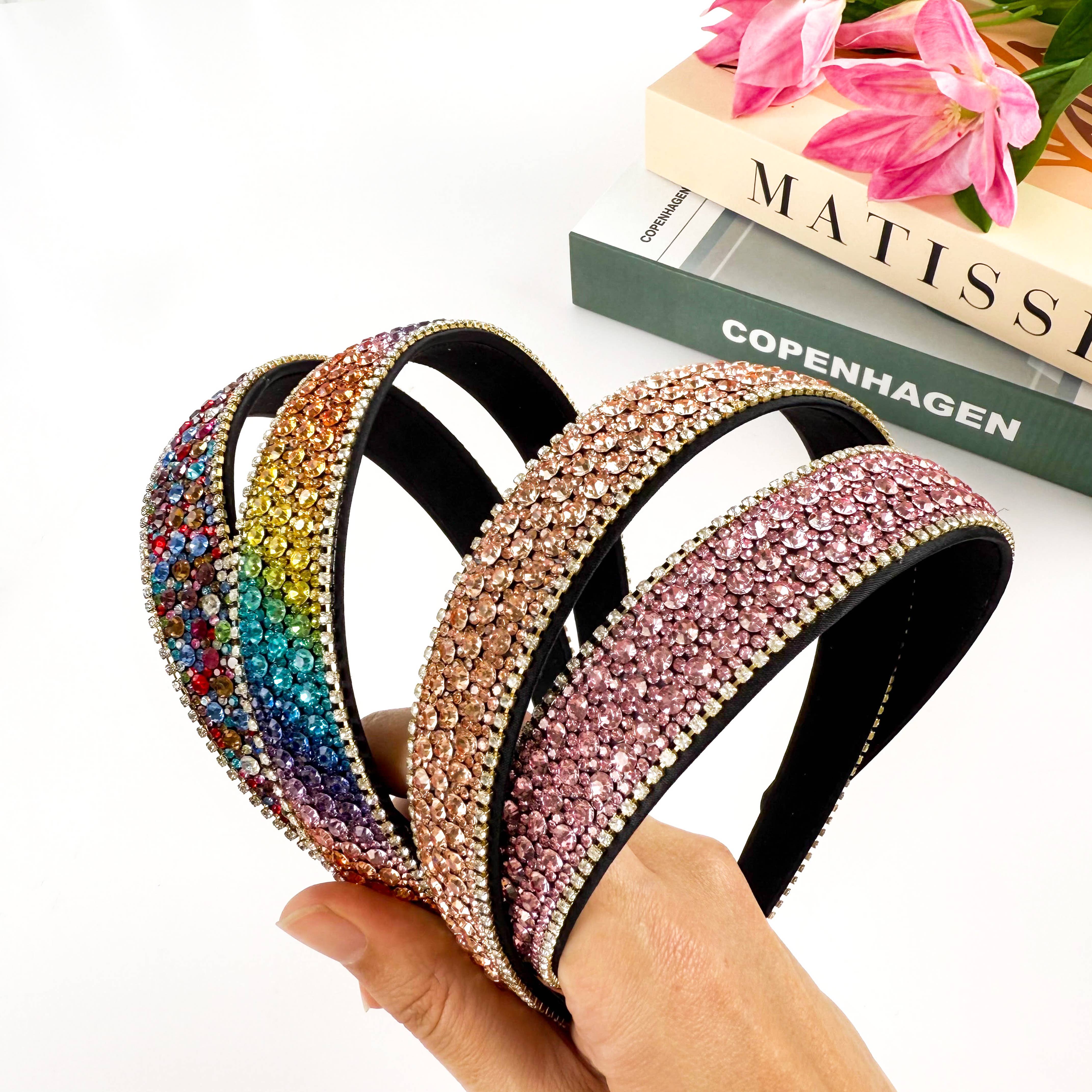 Tourtiwi – wholesale Fashion headband – women's – Bright Multi-Color Diamond Headband7