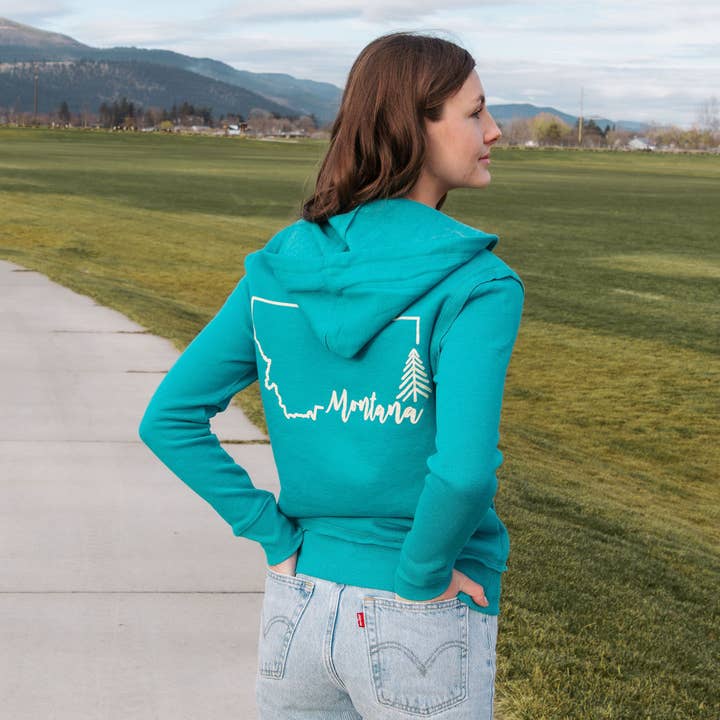 The Montana Way - Wholesale Hoodie - Women's - Simply Montana Full Zip Hoodie in Jade