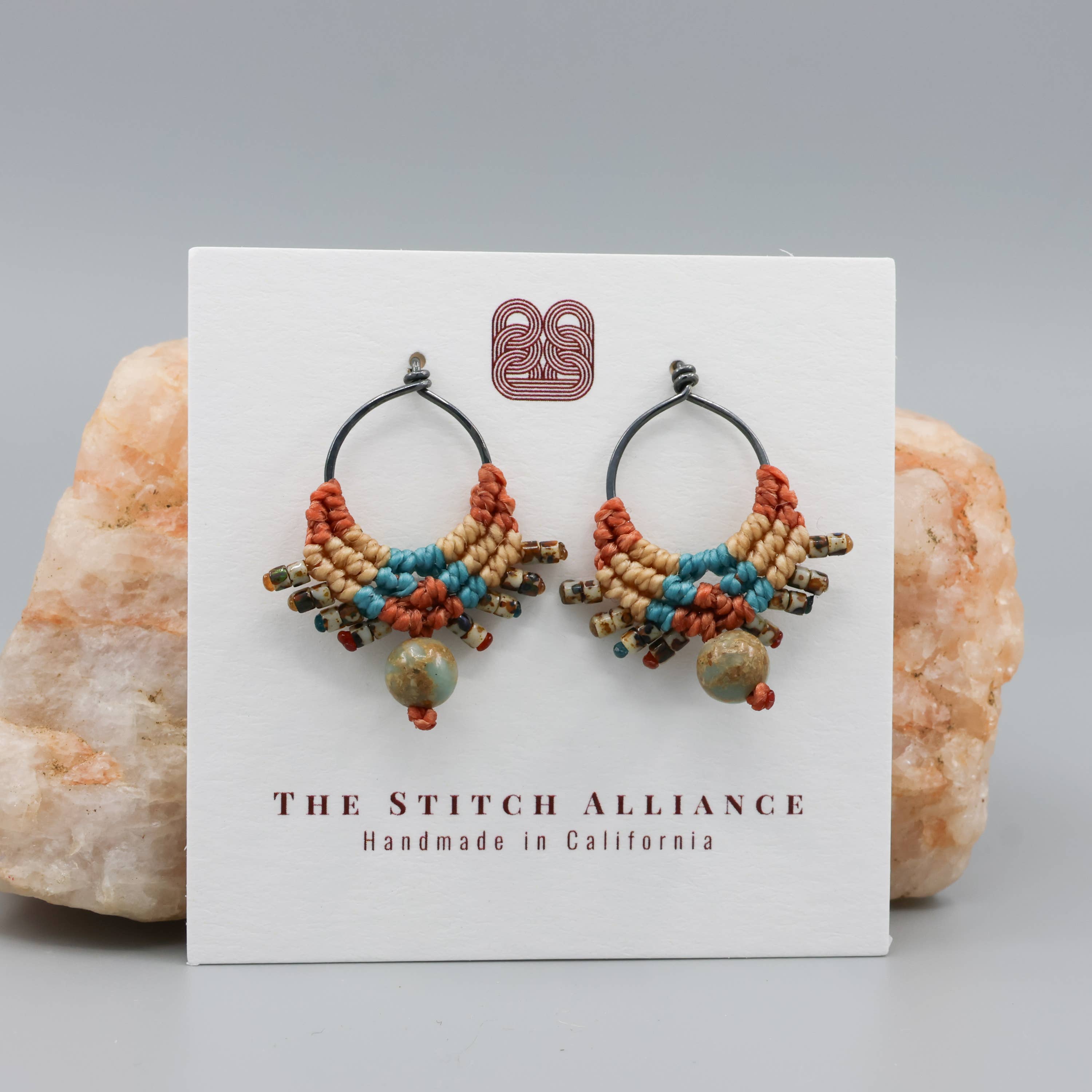 The Stitch Alliance - Wholesale Dangle Earrings - Sun Circle Macrame Earrings / Sterling Silver / Sedona3