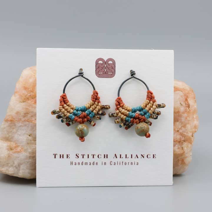 The Stitch Alliance - Wholesale Dangle Earrings - Sun Circle Macrame Earrings / Sterling Silver / Sedona3