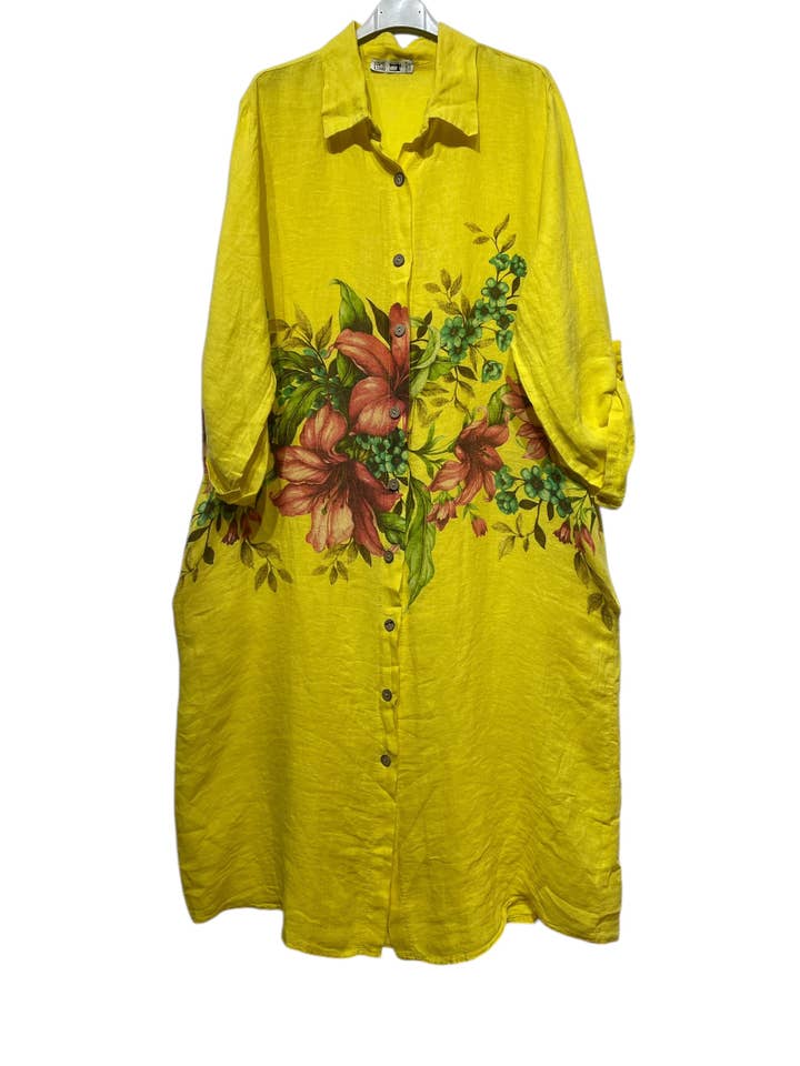 LINEN & COTTON HOUSE - Wholesale Button Down Shirt - Women's - 27202 LONG LINEN SHIRT