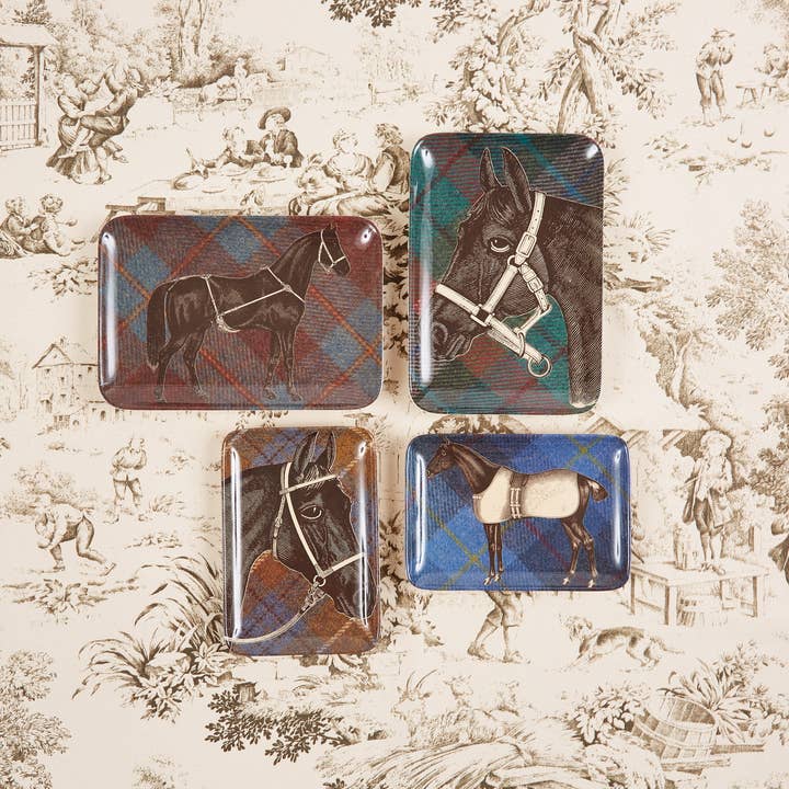 THOMASPAUL - Wholesale Decorative Tray - EQUUS TWEED VALET TRAY FULL HORSE1