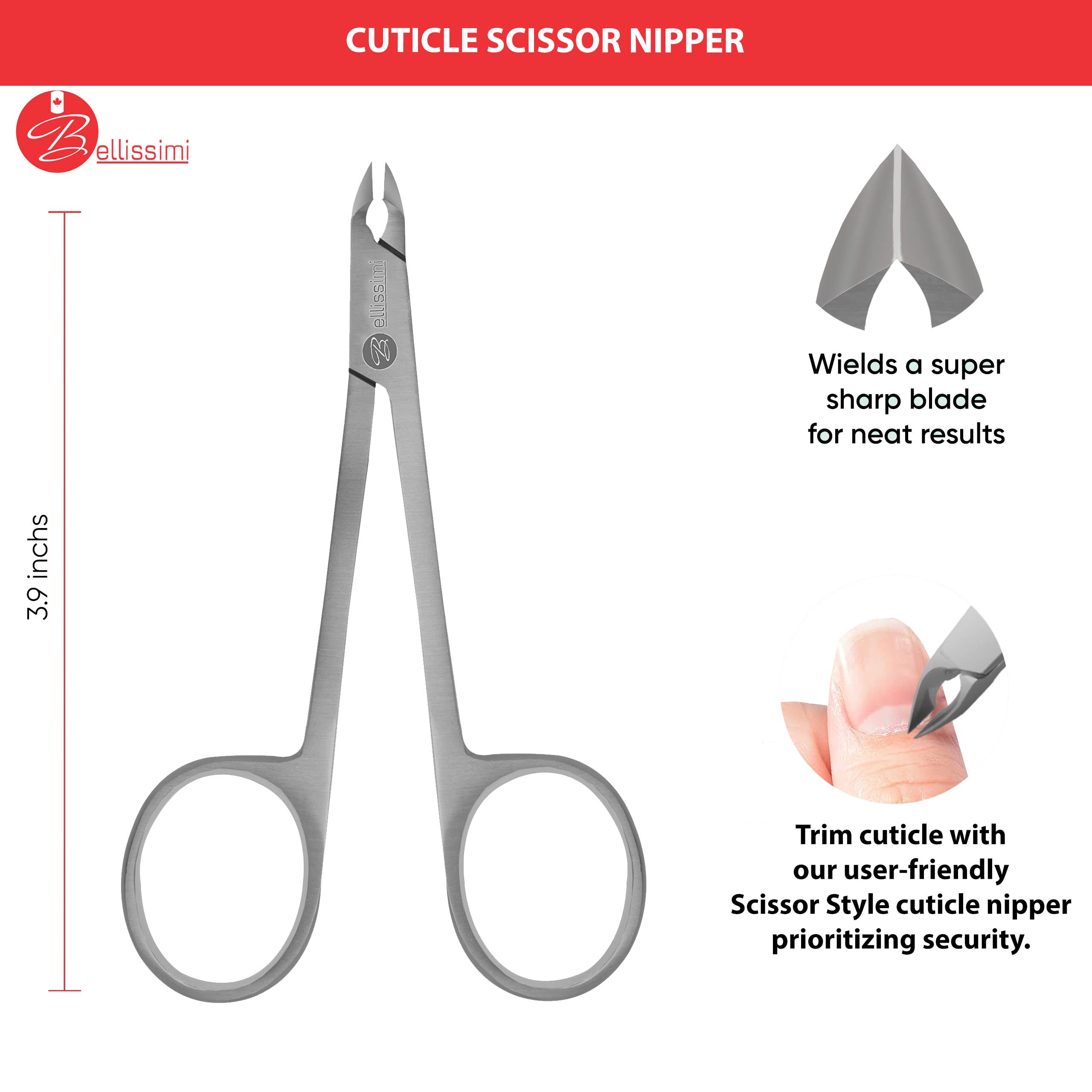 Bellissimi Professional Instruments – wholesale Nail clipper/scissor – Premium Scissor Style Cuticle Nipper - Professional Nipper1