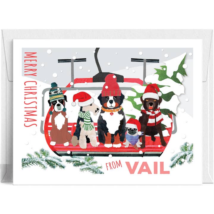 „Vail Christmas Doggie Chairlift“ – Ein festliches Skilift-8er-Pack für den Großhandel von Lilybart LLC
