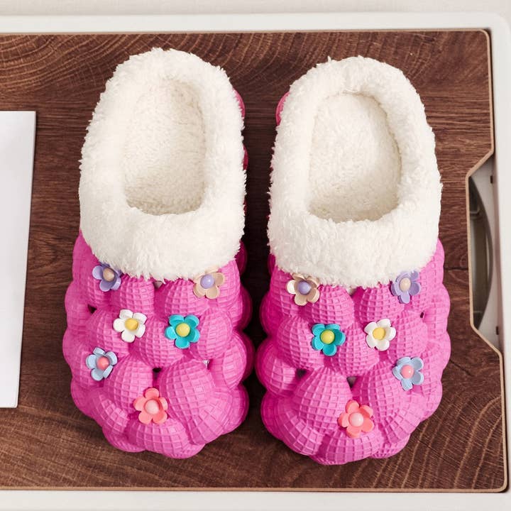 Winter Warm Plush Slippers Non-Slip Thick Sole Indoor Outdoor for wholesale by SALINA TRADING INC