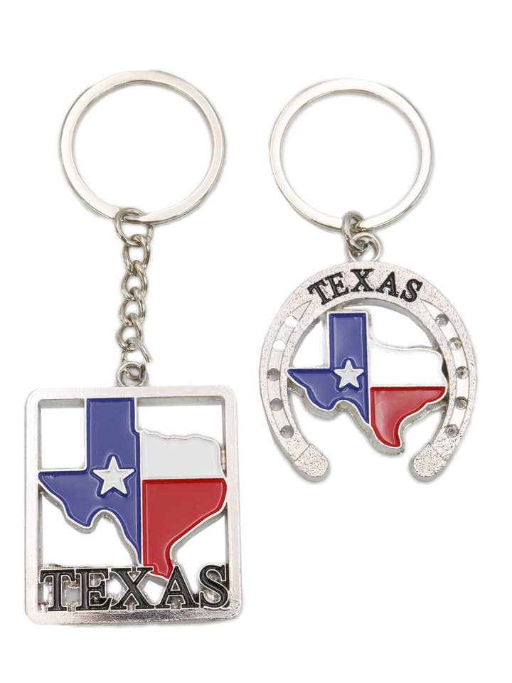 Llavero de metal con resina de la bandera del estado de la estrella solitaria de Texas - 12 unidades para venta al por mayor de Cap Zone