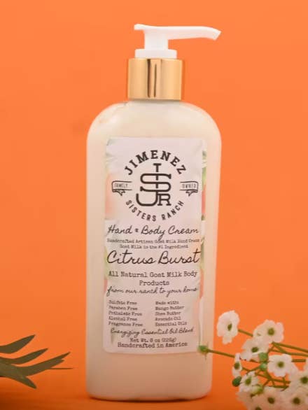 Creme para mãos e corpo com leite de cabra Citrus Burst por atacado de Jimenez Sisters Ranch