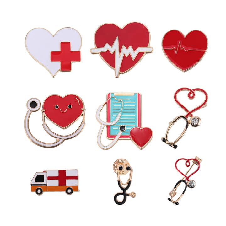 Gold Healthcare Heroes Brooches - Assorted for wholesale by The Charm Bar Company