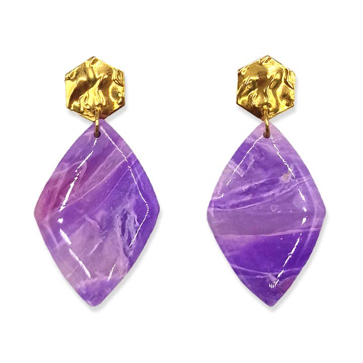 BLOSS Jewelry – wholesale Hängande örhängen – Örhängen Lila Rhombus0