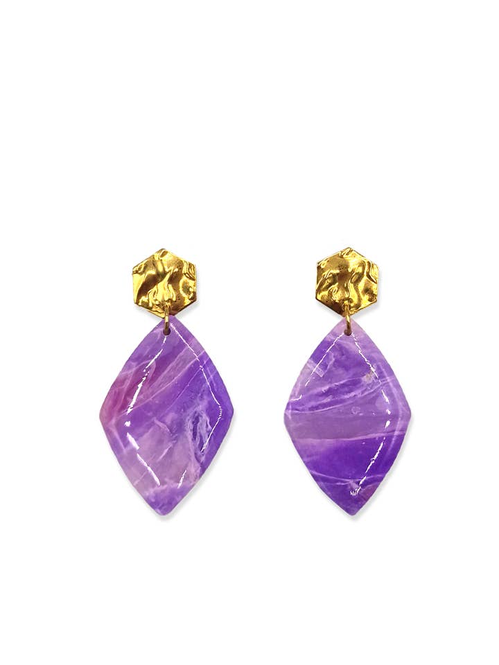 Boucles d'oreilles Rhombus Lilas pour la vente par BLOSS Jewelry