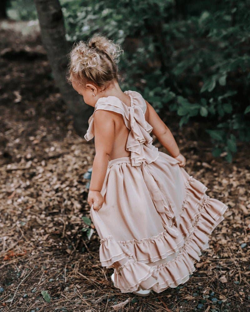 Bailey's Blossoms - Wholesale Mommy & Me-sets - Mommy and Me Nellie maxi-jurk met ruches - Champagne10