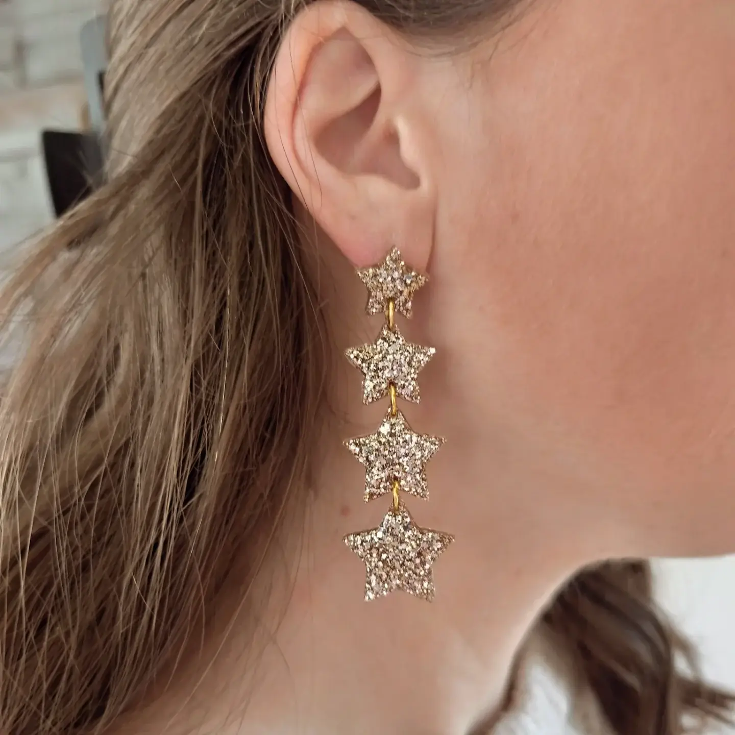 Les Noeuds de Maman - Wholesale Dangle Earrings - Champagne Star Earrings1