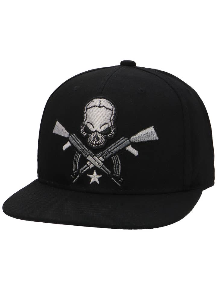 Skull Rifle Crossbones Snapback Flat Brim Keps för wholesale av Cap Zone