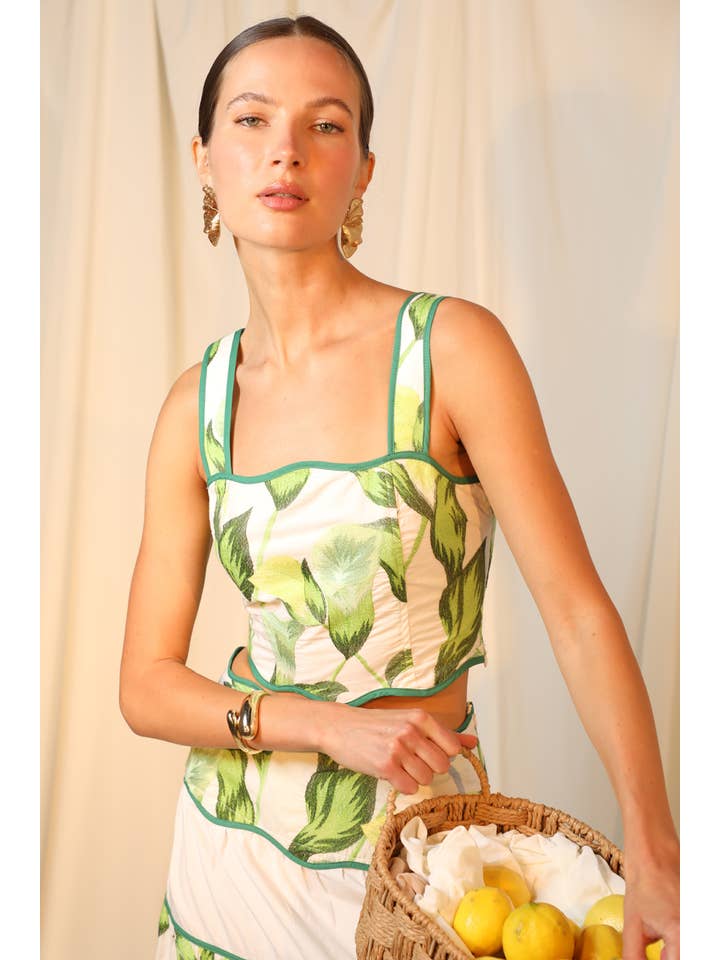 White Multi Daphne Embroidered Scalloped Trim Crop Top for wholesale on Faire4