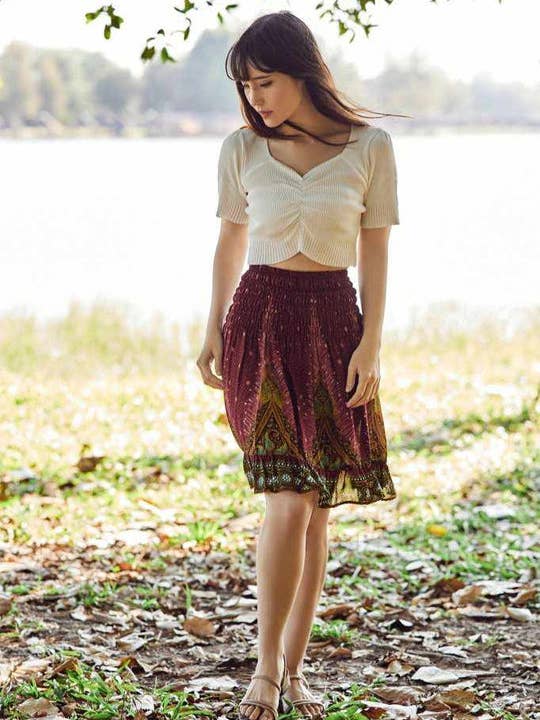 Studio 12 Collective (previously Ethnic Lanna) - Wholesale Rok - Dames - Korte rok met pauwprint voor dames4