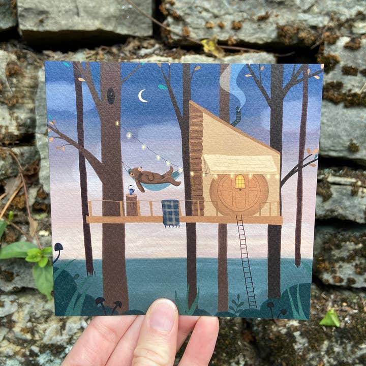 Woken - Wholesale Everyday Greeting Card - Bear Treehouse Greeting Card2