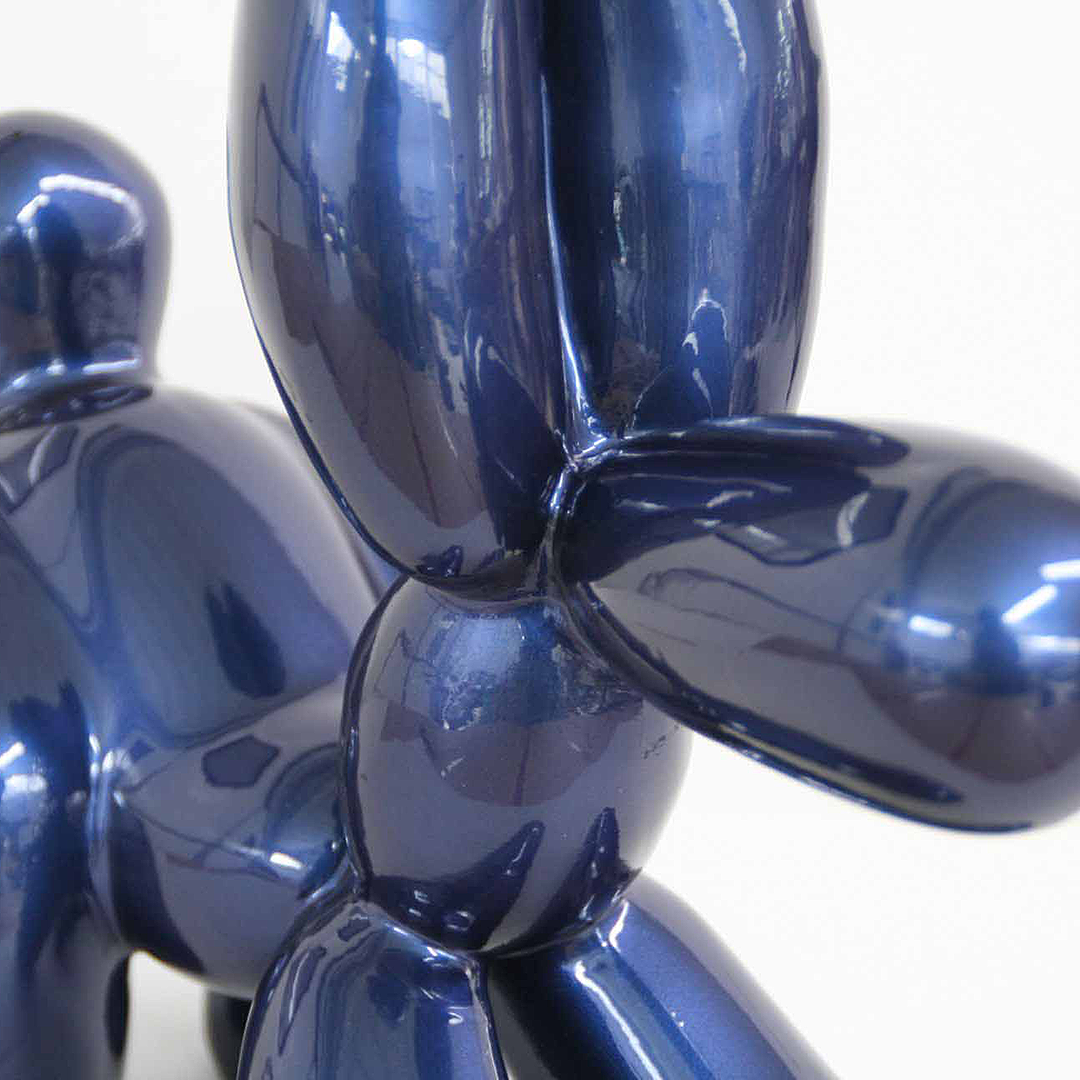 JULIARTE – wholesale Dekorativ statyett – Ballonghund Fetch blå metallisk - handmålad konstfigur4