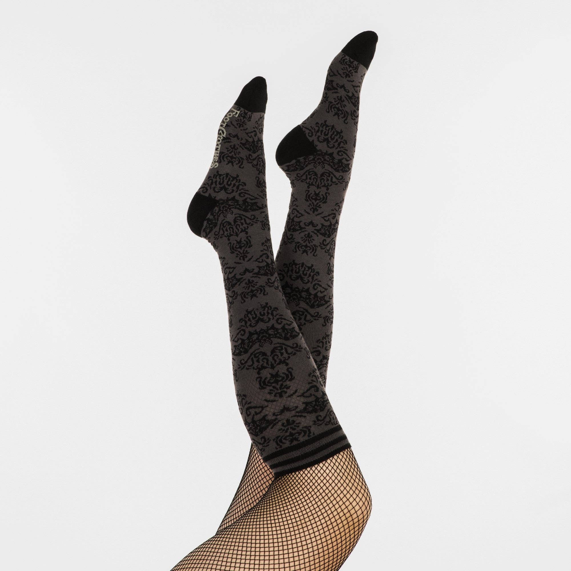FootClothes LLC - Wholesale Socks - Women's - Bat Damask Knee High Socks17