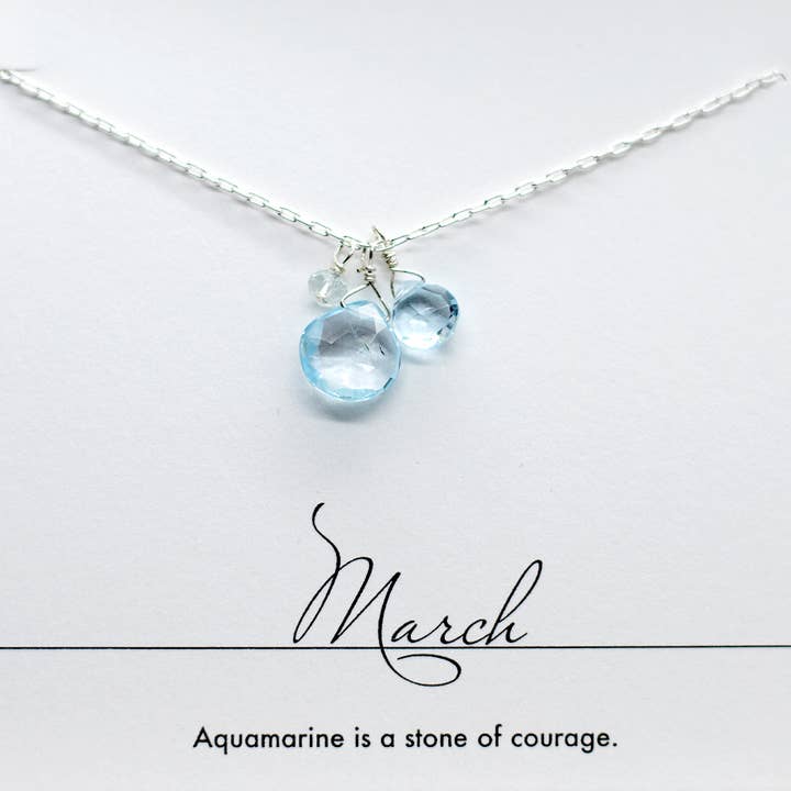 March Birthstone Silver Necklace for wholesale by Susan Roberts Jewelry