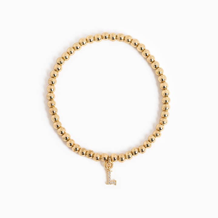 Sessori - Wholesale Charm/Dangle Bracelet - CZ Pave Letter Initial Stretch Bracelet10