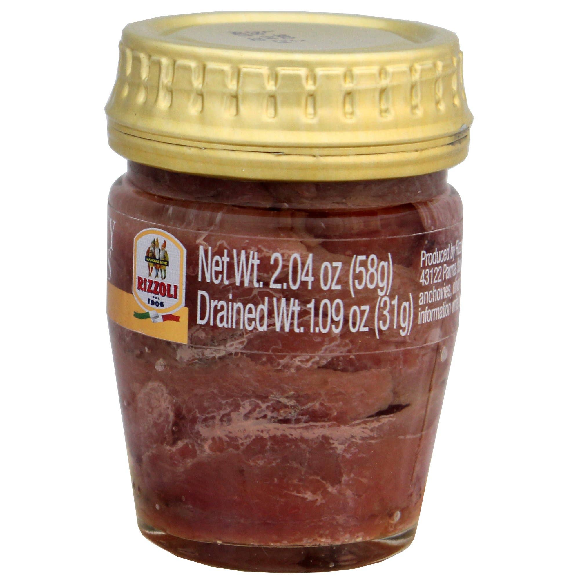 M5 Corporation - Wholesale Fish/Seafood - Anchovy Fillets in Olive Oil - glass jar - 2.04oz (58gm)1