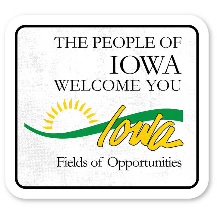 Dessous de verre - Panneau « Bienvenue dans l'Iowa » pour la vente par Morris Magnets