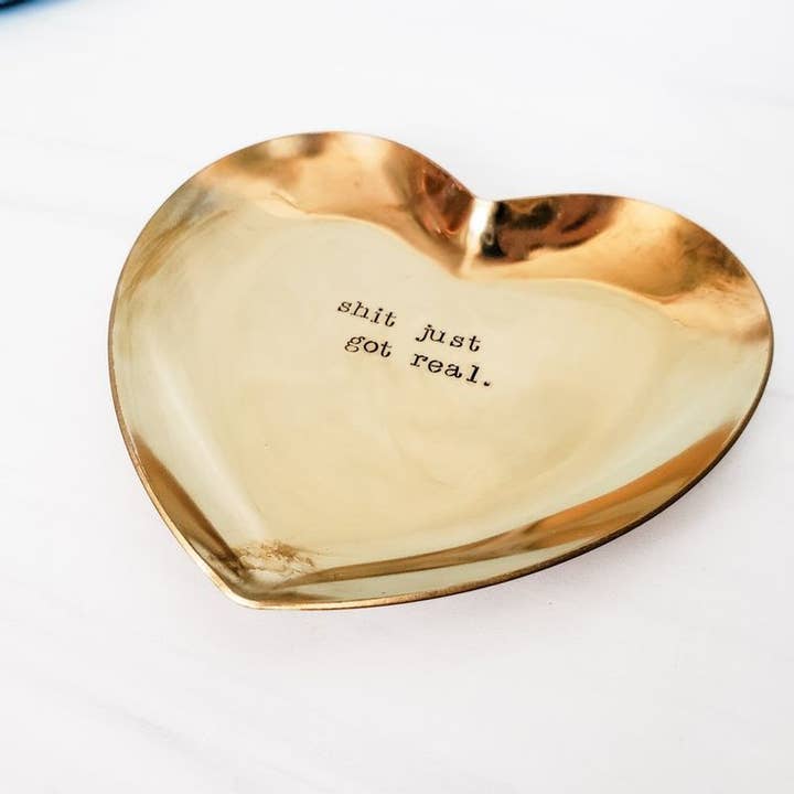 Salt and Sparkle – Großhandel Schmuckschalen – Shit Just Got Schmuck-Ringschale in Herzform