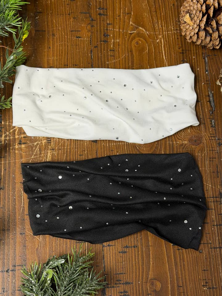 Fasce per Yoga Extra Larghe con Cristalli Scintillanti per la vendita all'ingrosso da parte di MandaBees Headbands