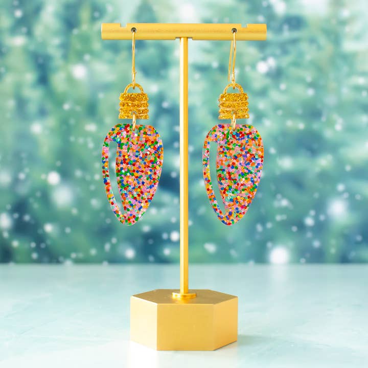 Momenti di Vita - Wholesale Dangle Earrings - Christmas Bulb Earrings Confetti Glitter Holiday Dangles