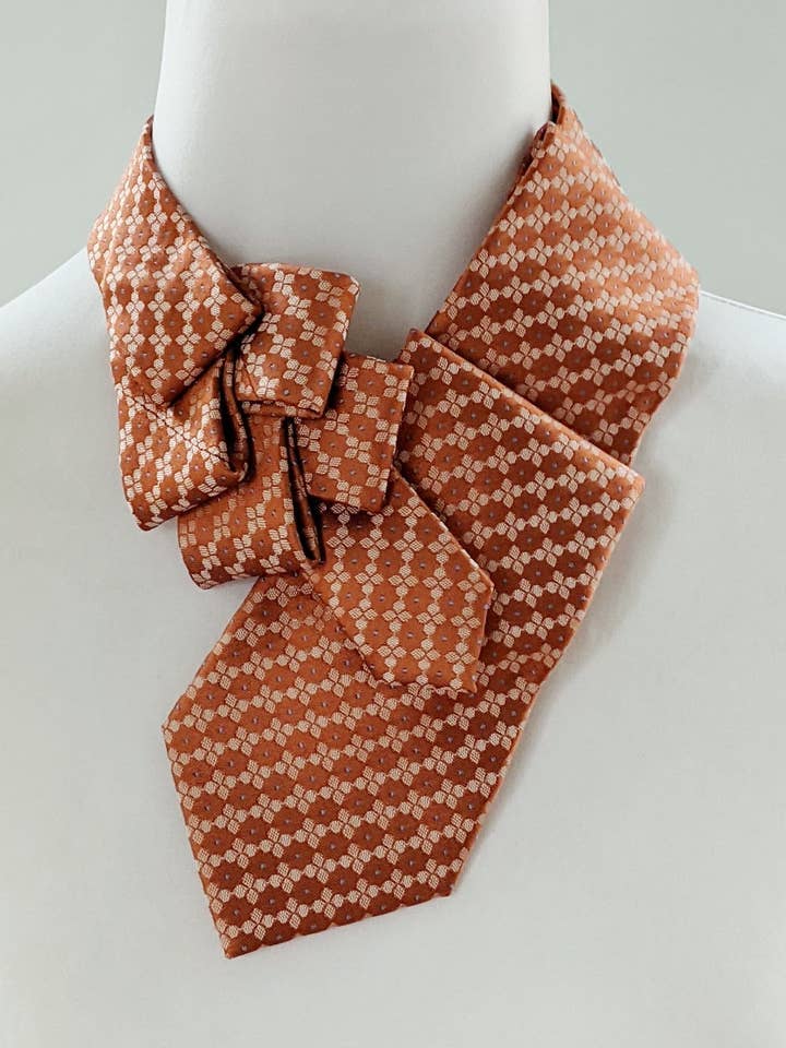 Orange Geometric Print Ascot Scarf for wholesale by Ogsplosh