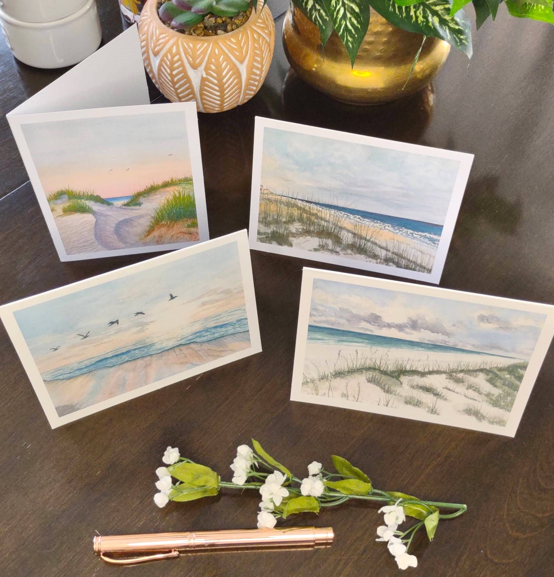Kathryn Paul Fine Art - Wholesale Stationery/Notecard Set - Coastal Watercolor Notecard Set: Beach Scene Art Cards5
