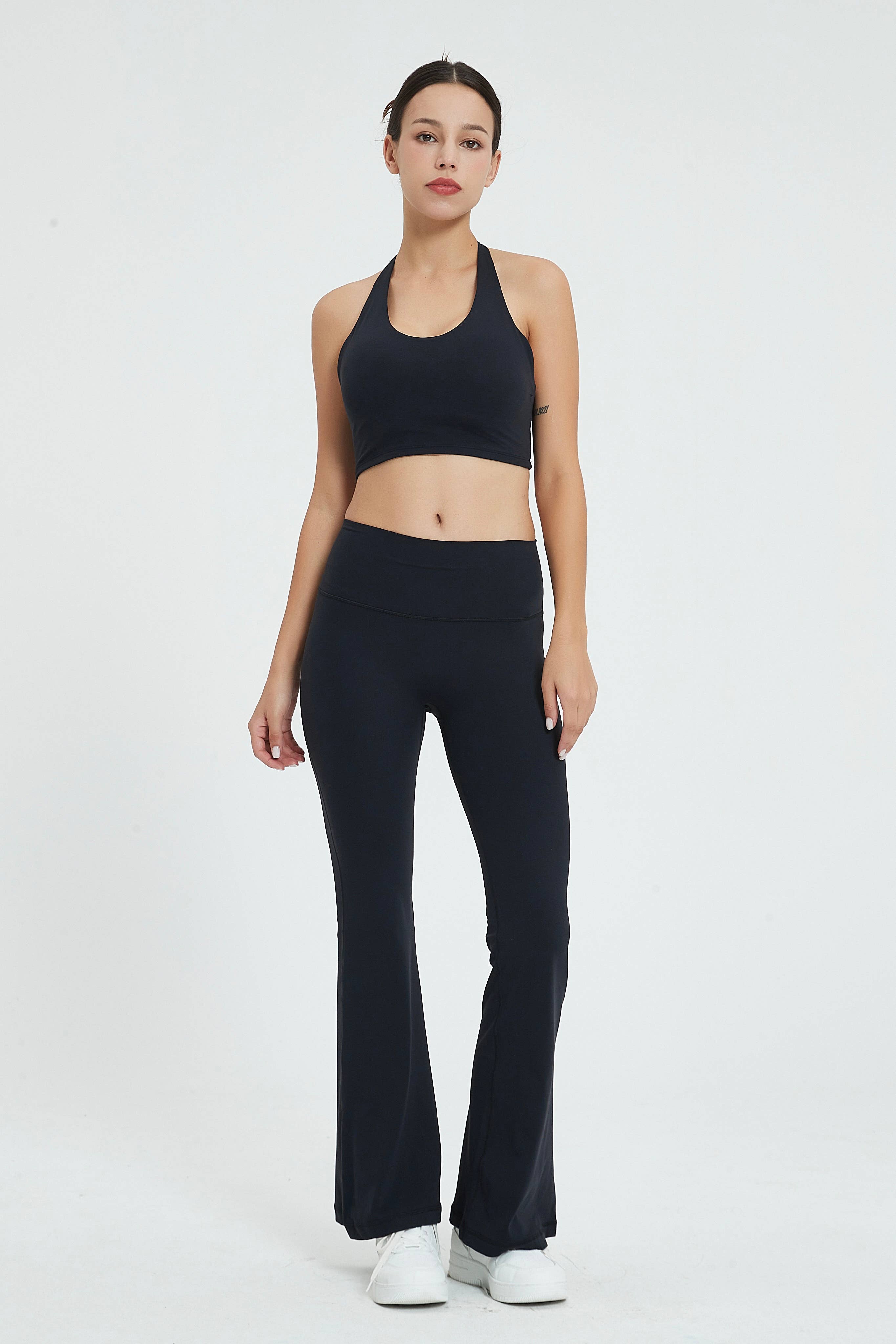91thelabel – wholesale Activewear set – Women′s – Daphne Lycra® Halter Neck Sports Bra & Flare Pant Set 10