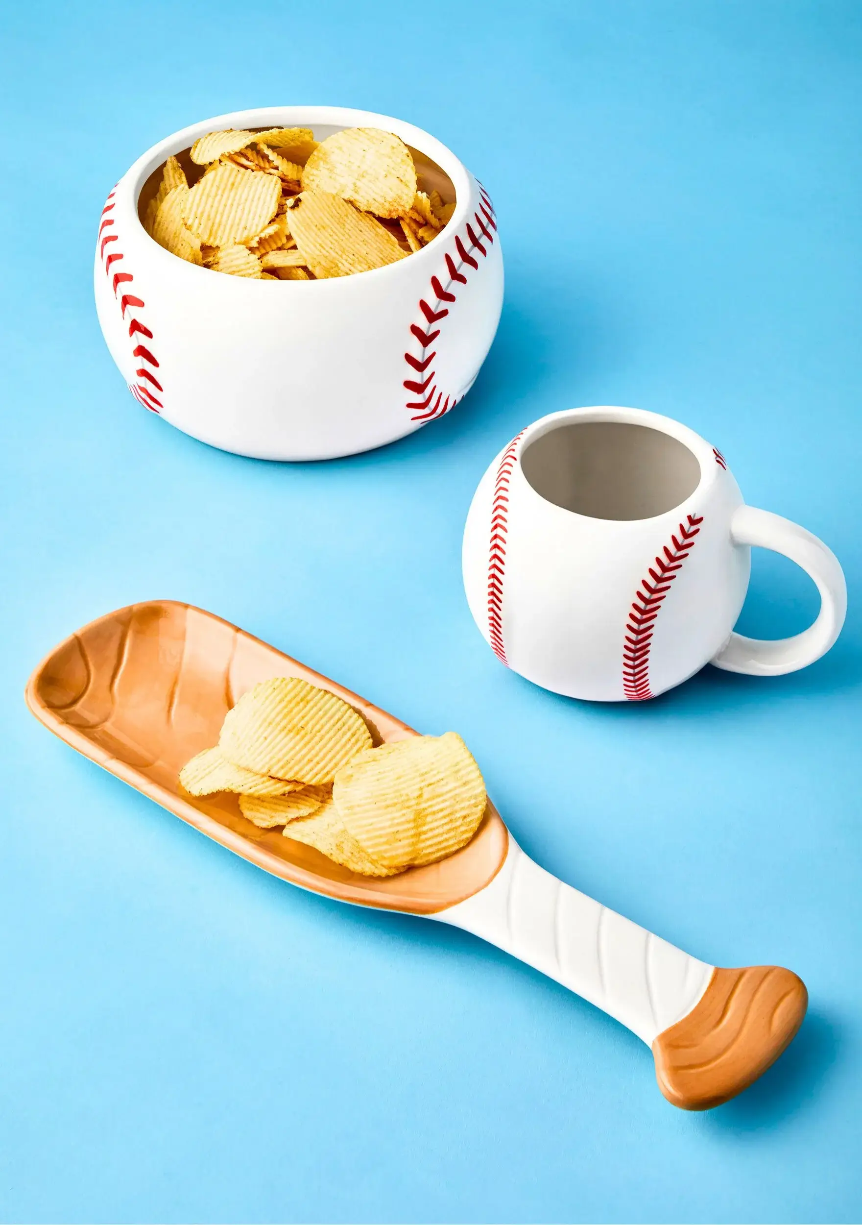 Godinger - Wholesale Serving Tray - Baseball Bowl and Bat Serving Tray Set - Sports Lover2